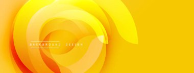 Soyut sarı arkaplan. Üst üste binen katmanlar dönen, dinamik şekiller yaratır. Gradyan gölgeler derinlik, sıcaklık ve modern estetik sunar. Yumuşak eğriler kompozisyona hakim.