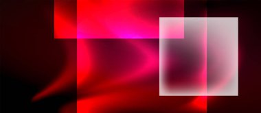 Canlı kırmızılar, pembeler ve şeffaf kareler içeren soyut bir kompozisyon. Yumuşak eğimler, geometrik formlarla çelişen akışkan şekiller yaratır. Modern, minimalist estetik.