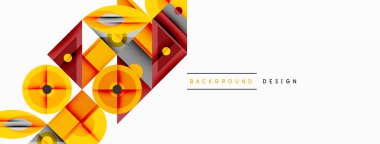 Soyut geometrik bileşim. Turuncu, sarı, gri şekiller, dinamik görsel efekt oluşturur. Modern tasarım arka planlar ve sunumlar için uygundur. Minimalist stil.