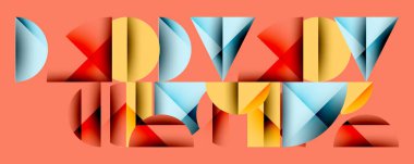 Soyut geometrik bileşim. Bloklar kırmızı, sarı, mavi renkler kullanarak tekrarlayan desenler oluştururlar. Temiz çizgiler, modern tasarım, canlı renkler görsel alana hakim..