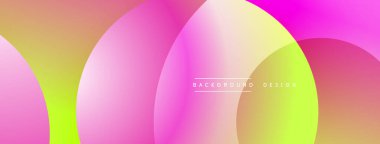 Soyut renkli arkaplan. Üst üste binen daireler canlı gradyanlar oluşturur. Pembe, sarı ve turuncu renkler harmanlanır. Modern tasarım dijital projeler ve sunumlar için uygundur.