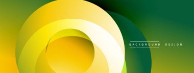 Soyut tasarım katmanlı dairesel şekiller içerir. Sarı, yeşil renkler düzgün bir şekilde harmanlanarak dinamik görsel efekt yaratır. Arka planlar ve sunumlar için modern estetik.