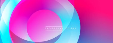 Soyut, canlı çemberler dinamik bir değişim etkisi yaratıyor. Pembe, mor, mavi renkler kusursuz bir şekilde harmanlanır. Arkaplan ve sunumlar için uygun modern tasarım.