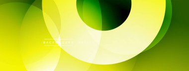 Soyut tasarım, üst üste binen daireler, açık sarıdan koyu yeşile gradyanlar. Modern estetik arka planlar, sunumlar, dijital sanat için uygun. Minimalist kompozisyon.