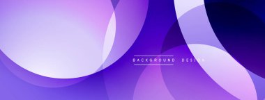 Soyut mor arkaplan, üst üste binen daireler oluşturarak dinamik dalgalar yaratıyor. Hafif lavantadan koyu menekşe rengine geçiş. Dijital projeler için uygun minimalist tasarım.