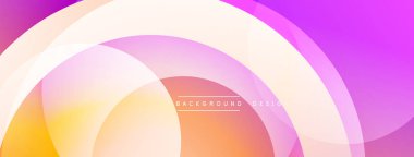 Soyut renkli arkaplan. Üst üste binen dairesel katmanlar yumuşak eğimler yaratarak sarıdan turuncuya, sonra da mora dönüşür. Dijital projeler için modern tasarım ögesi.