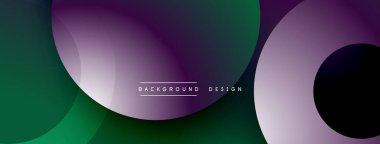 Soyut arkaplan özellikleri üst üste binen daireler, koyu yeşilden mor renge gradyanlar. Metin arkaplan dizaynı odaklı minimalist tasarım. Modern estetik, pürüzsüz geçişler.