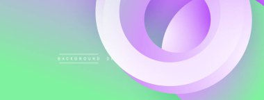 Soyut tasarım özellikleri üst üste biniyor. Mezuniyet değişimleri yeşilden mora dönüşür. Minimalist estetik modern görsel etki yaratır. Yumuşak gölgeler derinlik ekler.