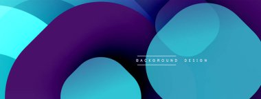 Soyut arkaplan özellikleri üst üste binen şeffaf çemberler. Renkler canlı turkuazdan derin mora kadar değişkenlik gösterir ve dinamik görsel efekt yaratır. Modern tasarım ögesi.