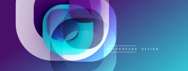 Üst üste binen daireler içeren soyut kompozisyon. Mor ve mavinin gradyan tonları dinamik görsel efekt yaratır. Arkaplan ve sunumlar için uygun modern tasarım.