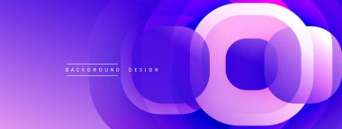 Soyut arkaplan özellikleri üst üste binen daireler, mordan pembeye doğru değişen gradyanlar. Modern tasarım derinliği, akıcılığı ve görsel ilgiyi çağrıştırıyor. Dijital projeler için minimalist estetik.