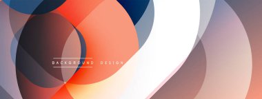 Üst üste binen daireler, dikdörtgenler içeren soyut bir kompozisyon. Sıcak renkler, serin tonlarla harmanlanarak dinamik görsel efekt yaratır. Arkaplan ve sunumlar için uygun modern tasarım.