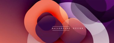 Soyut sıvı şekilleri üst üste binerek dinamik bileşim oluşturur. Sıcak mercanlar, menekşe rengi ile harmanlanır. Modern tasarım, hareket, derinlik ve entelektüelliği çağrıştırıyor. Arkaplan özellikleri ince gradyanlar.