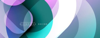 Soyut arkaplan özellikleri üst üste biniyor. Renkler arasında deniz mavisi, mor, beyaz, yeşil. Modern tasarım dinamik görsel efekt yaratır. Yumuşak eğimler derinliği artırır.