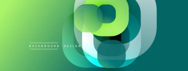 Soyut geometrik tasarım. Üst üste binen daireler dinamik görsel efekt yaratır. Yeşil, deniz mavisi, beyaz tonlarında modern estetik var. Pürüzsüz geçişler, temiz çizgiler sofistike görünüm..