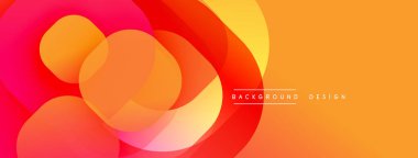 Soyut canlı katmanlar dinamik bileşim yaratır. Sıcak renk paleti, mordan sarıya doğru değişir. Üst üste binen daireler derinlik ve modern estetik olduğunu gösteriyor. Pürüzsüz gradyanlar görsel cazibeyi artırır.