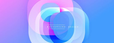 Soyut arkaplan özellikleri üst üste binen şeffaf çemberler. Mor, mavi ve pembeden gelen renkler yumuşak bir değişim etkisi yaratıyor. Dijital projeler için modern tasarım ögesi.