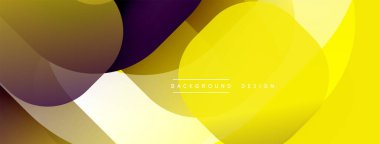 Soyut arkaplan özellikleri üst üste binen şeffaf çemberler. Renkler koyu mordan parlak sarıya kadar değişerek dinamik görsel efekt yaratır. Çeşitli uygulamalar için modern tasarım ögesi.