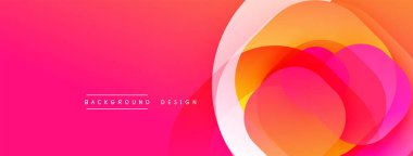 Soyut tasarım üst üste binen dairesel katmanlar içerir. Renkler pembeden turuncuya dönüşüyor. Modern estetik arka planlar, sunumlar, dijital sanat için uygun. Düz şekiller dinamik görsel etki yaratır.