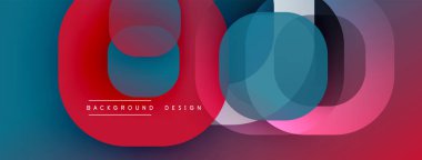 Üst üste binen daireler, kareler içeren soyut bir kompozisyon. Renk değişiklikleri, maviler, morumsu görsel efektler. Arkaplan ve sunumlar için uygun modern tasarım.