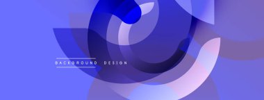 Üst üste binen dairesel şekiller içeren soyut bir kompozisyon. Mor ve mavinin gradyan tonları dinamik görsel efekt yaratır. Arkaplan ve sunumlar için modern tasarım ögesi.