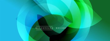 Soyut sıvı şekilleri harmanlanmış turkuaz, yeşil renkler. Dinamik kompozisyon modern arkaplan tasarımı yaratır. Katmanlı yarı saydam formlar hareket ve derinlik önerir..