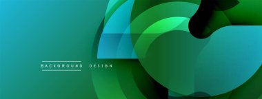 Soyut tasarım özellikleri üst üste binen şeffaf daireler. Gradyan dönüşümler, gri renkten koyu yeşile dönüşür. Arka planlar, sunumlar, dijital sanat için modern estetik.