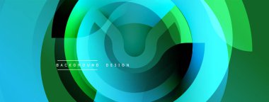 Soyut dairesel katmanlar canlı bir değişim etkisi yaratır. Mavi, yeşil renkler kusursuz bir şekilde modern arka plan tasarımını oluşturur. Minimalist estetik, dinamik kompozisyon.