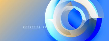 Soyut tasarım katmanlı daireler, mavi tonlar, bej gradyan. Modern estetik, temiz çizgiler dinamik görsel etki yaratır. Arkaplan için uygun minimalist kompozisyon.