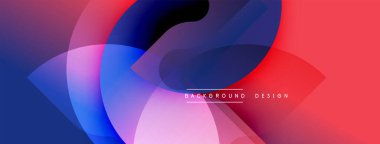 Soyut sıvı şekilleri örtüşür ve canlı renk değişimleri yaratır. Pembe, mavi, mor, kırmızı harmanlanmış. Arkaplan, pankart ve sunumlar için modern tasarım ögesi.