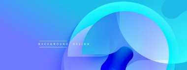 Soyut mavi arkaplan. Üst üste binen dairesel şekiller dinamik bileşim oluşturur. Gradyan gölgeler düzgün bir görsel akış sunar, modern estetik. Dijital projeler için uygun minimalist tasarım.