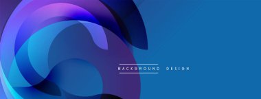 Soyut sıvı şekilleri üst üste binerek dinamik bileşim oluşturur. Mavi, mor renkler dizaynın hakimi. Modern estetik, arka planlar ve sunumlar için uygun. Yumuşak gradyanlar görsel ilgi sunar.