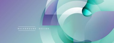 Soyut geometrik tasarım. Üst üste binen daireler katmanlı etki yaratır. Yumuşak mor, deniz mavisi renkleri kompozisyona hakim. Modern, minimalist estetik. Dijital projeler için uygun arkaplan.
