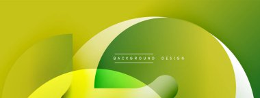 Eğri şekilleri üst üste bindiren soyut arkaplan özellikleri. Yeşil ve sarı tonlarda dinamik görsel efekt yaratır. Sunumlar ve web siteleri için uygun minimalist tasarım.