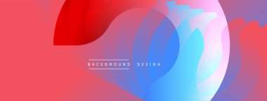 Soyut renkli arkaplan. Üst üste binen daireler dinamik görsel efekt yaratır. Renkler kırmızıdan maviye, mor renge geçiyor. Projeler için modern tasarım ögesi.