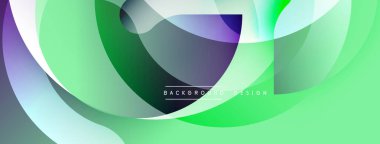 Soyut sıvı şekilleri örtüşür, canlı yeşil, mor renkler yaratır. Modern tasarım pürüzsüz eğimlere, yumuşak kıvrımlara sahiptir. Arka planlar için minimalist estetik.