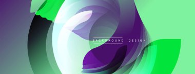 Soyut sıvı şekilleri üst üste binerek dinamik bileşim oluşturur. Canlı mor, yeşil, beyaz renkler kusursuz bir şekilde harmanlanır. Arkaplan ve sunumlar için modern tasarım ögesi.