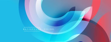 Soyut renkli tasarım akışkan şekiller ve gradyanlar içerir. Mavi sol tarafa hükmediyor, pembeye, kırmızı sağ tarafa geçiyor. Modern estetik, pürüzsüz eğriler dinamik bileşim yaratır.