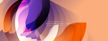 Soyut dinamik katmanlar akışkan bir görüntü yaratır. Sıcak renk paleti kompozisyona hakim, turuncu, mor, pembe renkler içerir. Modern tasarım arka planlar, pankartlar, sunumlar için uygun.