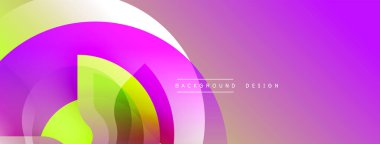 Soyut canlı tasarım, üst üste binen renkli daireler. Gradyan gölgeler dinamik görsel efekt yaratır. Sunumlar, web siteleri ve markalaşma için modern arkaplan.