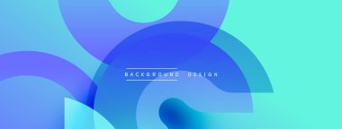 Soyut arkaplan özellikleri üst üste binen yuvarlak şekiller. Renkler parlak maviden turkuaza geçerek pürüzsüz bir eğim yaratıyor. Dijital projeler için uygun minimalist tasarım.