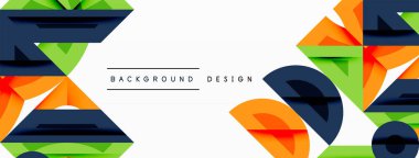 Soyut geometrik şekiller dinamik arkaplan yaratır. Turuncu, yeşil, donanma renkleri kompozisyona hakim. Minimalist tasarım, temiz çizgiler ve modern estetik içerir. Pankartlar ve sunumlar için uygun.