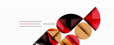 Soyut geometrik bileşim. Kırmızı, siyah, altın şekiller, dinamik görsel akış oluşturur. Minimalist tasarım arka planlar, sunumlar, markalaşma için uygun.