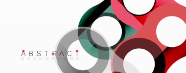 Soyut kompozisyon, üst üste binen daireler, dikdörtgenler. Renkler kırmızı, gri, yeşil, beyaz. Arka planlar ve sunumlar için modern tasarım öğesi. Minimalist estetik.