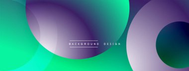 Soyut sıvı şekilleri canlı mor, deniz mavisi renkleri harmanlar. Üst üste binen daireler dinamik bileşim yaratır. Modern arkaplan tasarımı dijital projeler ve sunumlar için uygundur.
