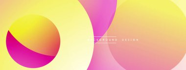 Soyut renkli arkaplan. Üst üste binen daireler değişim etkisi yaratır. Sarı, pembe, turuncu renkler kompozisyona hakim. Çeşitli projeler için modern tasarım ögesi.