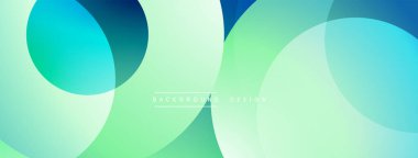 Soyut arkaplan özellikleri üst üste biniyor. Renkler mavi ile açık yeşil arasında değişerek pürüzsüz gradyanlar oluşturur. Dijital projeler için uygun minimalist tasarım.
