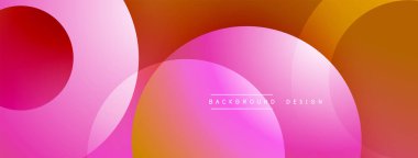Soyut arkaplan özellikleri üst üste binen daireler, gradyanlar. Pembe, turuncu renkler kompozisyona hakim. Modern tasarım ögesi dijital projeler ve sunumlar için uygundur. Minimalist estetik.