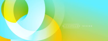 Soyut arkaplan özellikleri üst üste biniyor. Renkler sarı, yeşil ve maviye karışıyor ve pürüzsüz gradyanlar oluşturuyor. Dijital projeler için modern tasarım.