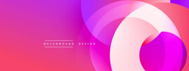 Soyut, enerjik bir arkaplan. Üst üste binen daireler pembe ve mor renkler kullanarak dinamik kompozisyon oluşturur. Modern tasarım dijital projeler ve sunumlar için uygundur.